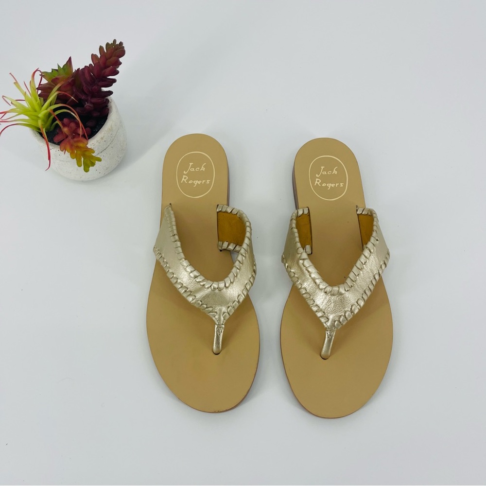 Jack Rogers Megan Leather Sandal Gold 7